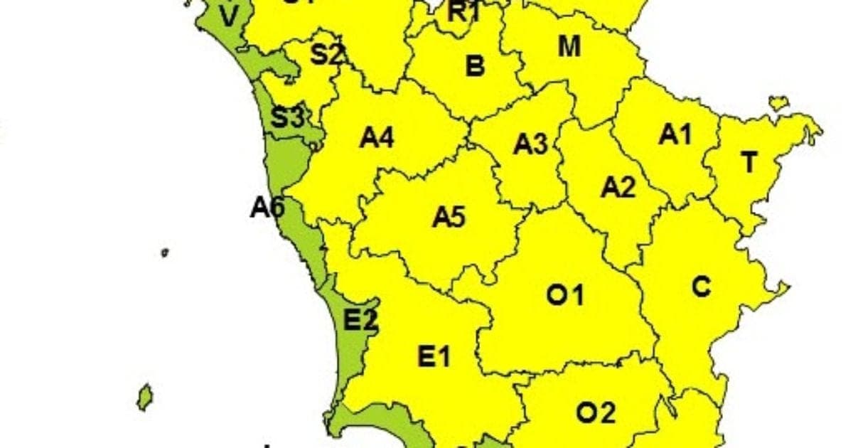 Allerta meteo gialla: zona A4 e Castelfranco di Sotto il 30 giugno