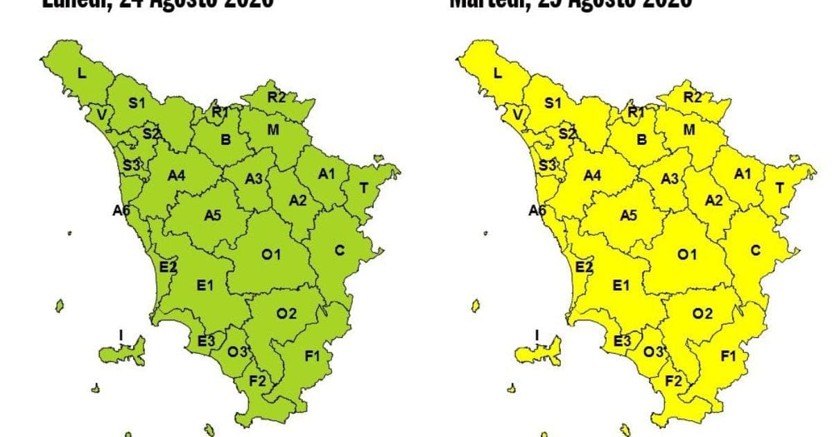 Meteo: allerta gialla per il 25 agosto 2026
