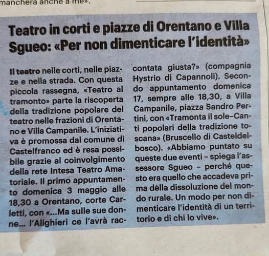 Teatro in corti e piazze di Orentano e Villa Campanile