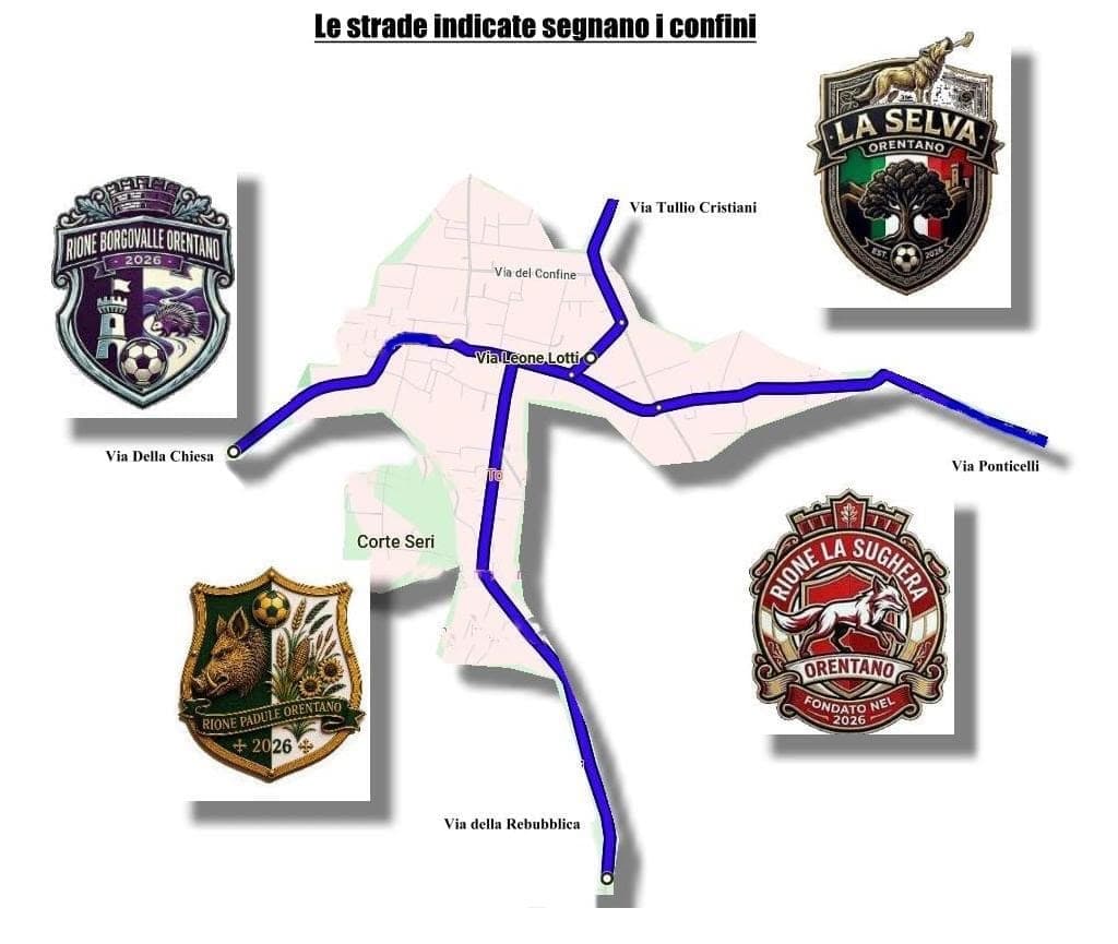 Orentano e i suoi 4 rioni: Mappa, Stemmi e Tradizioni