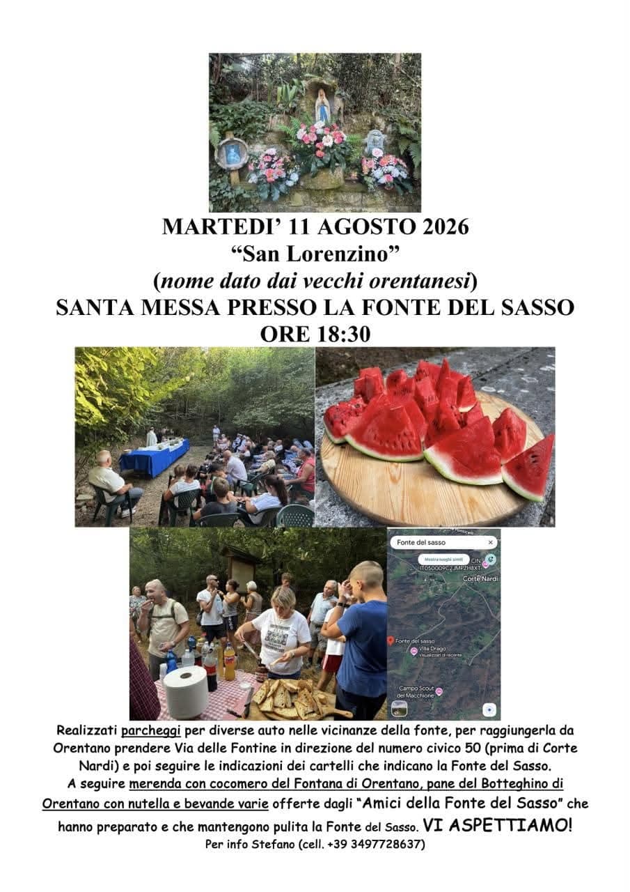 "San Lorenzino": Messa e Merenda alla Fonte del Sasso, Orentano