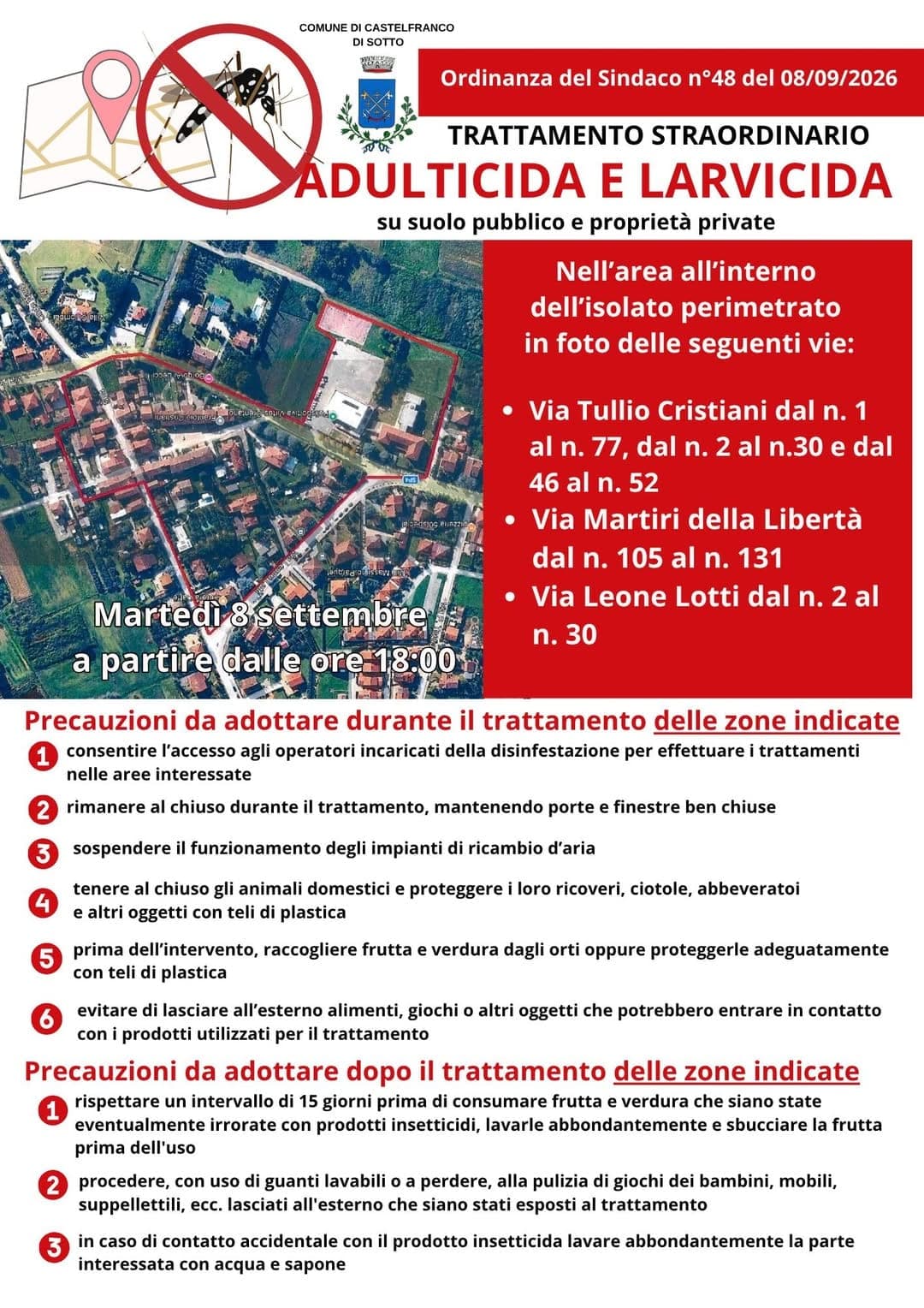 Dengue a Orentano: scatta disinfestazione straordinaria