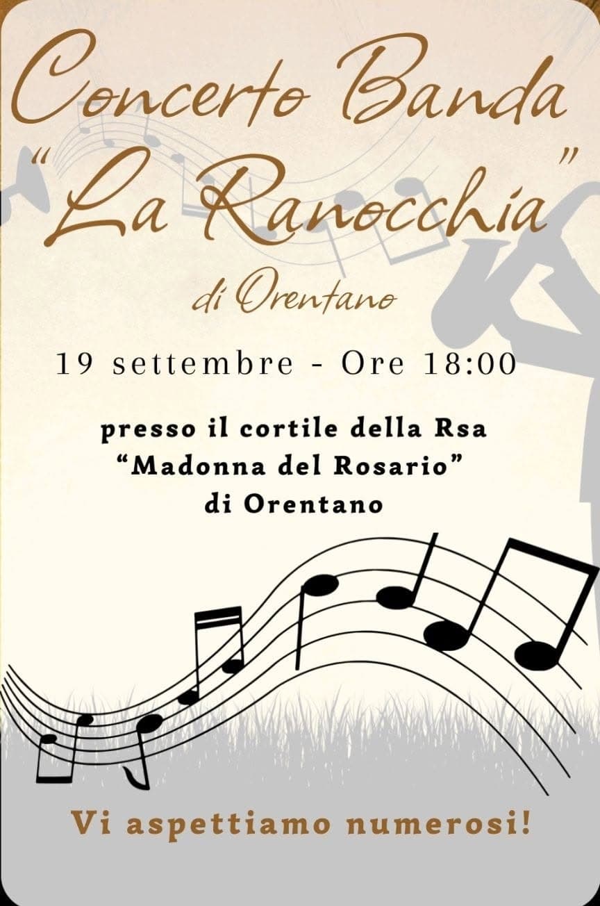 Orentano: Concerto della Banda "La Ranocchia" il 19 settembre