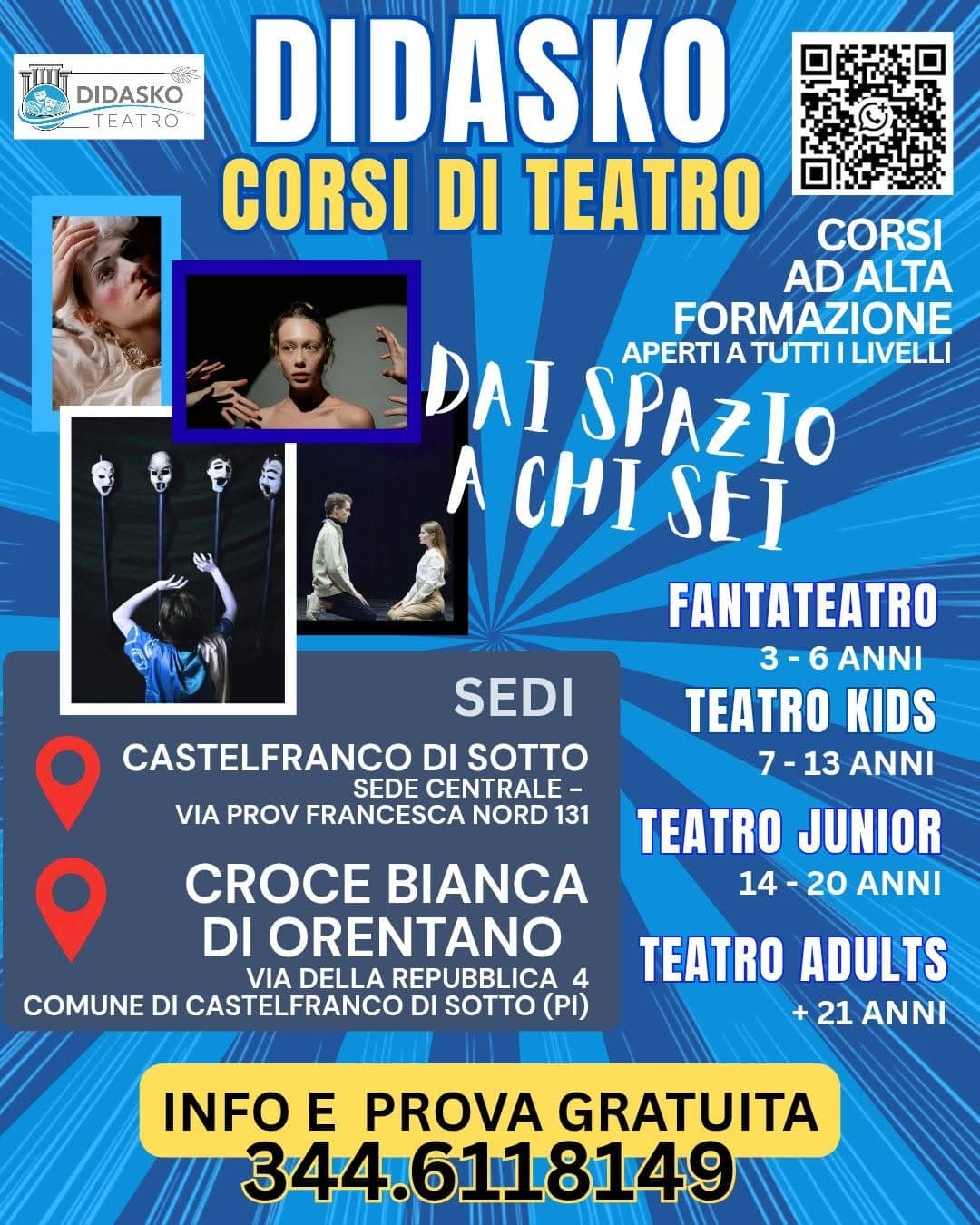Orentano: nuovi corsi di recitazione e teatro, iscrizioni aperte