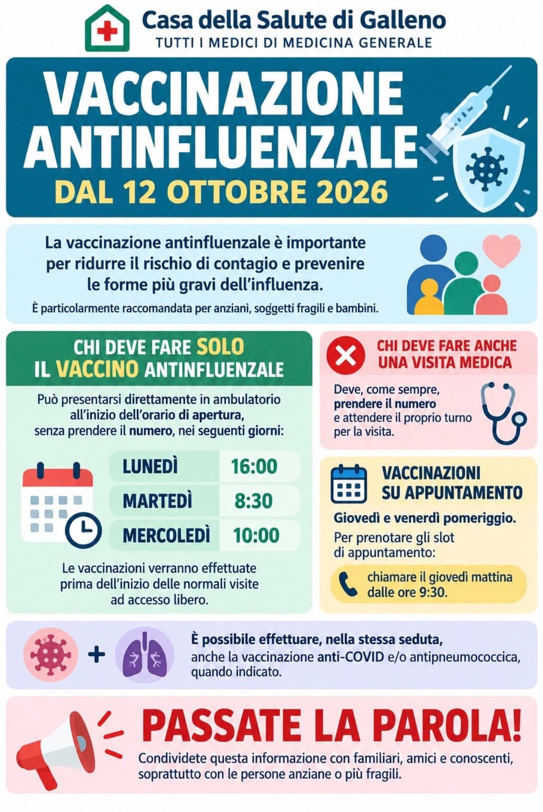 Vaccinazione antinfluenzale a Galleno: al via il 12 ottobre