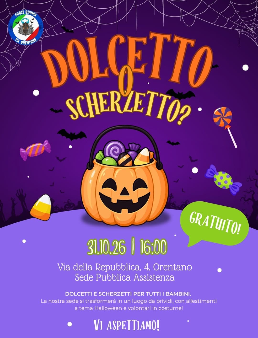 La Croce Bianca di Orentano organizza Halloween per i bambini