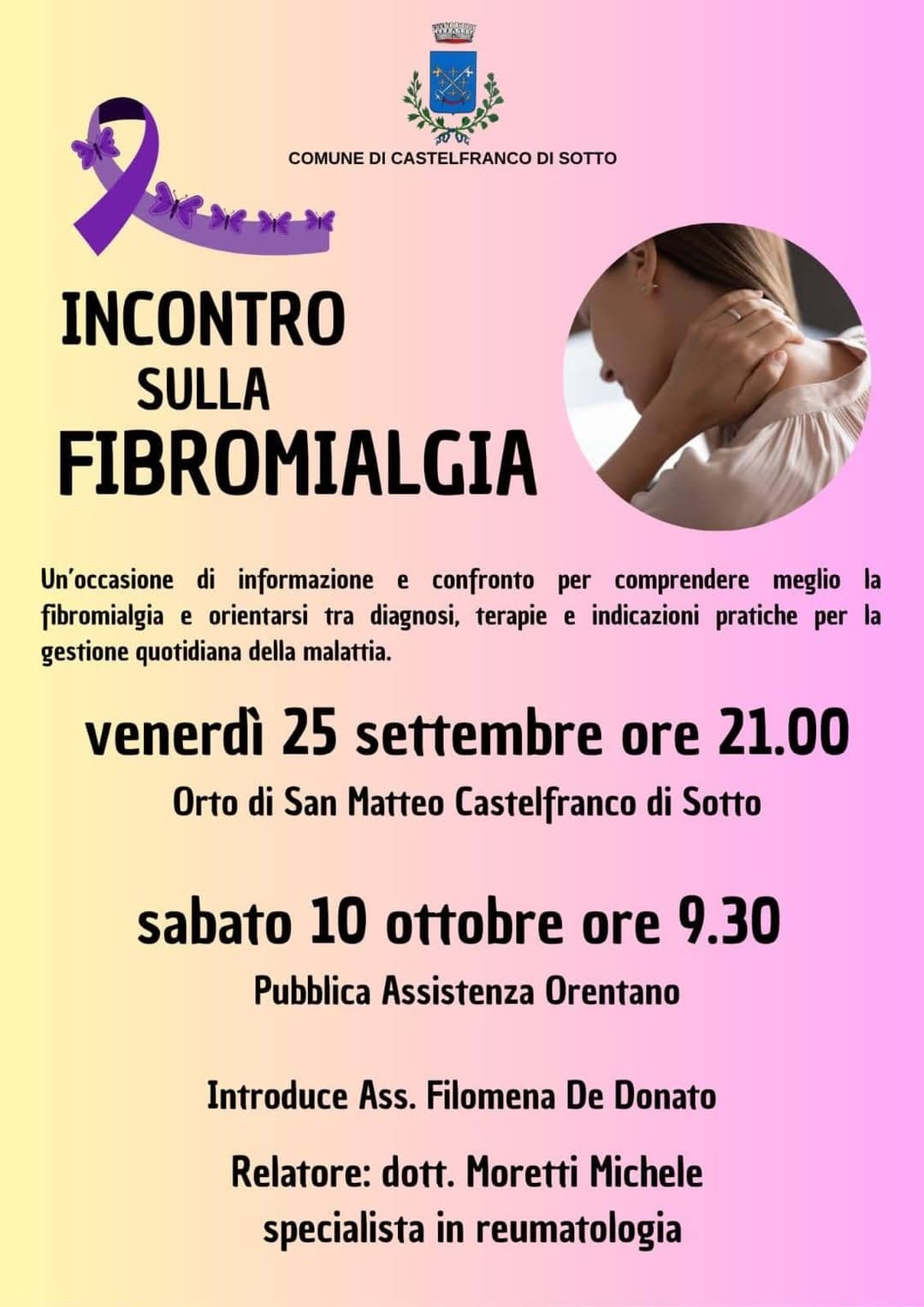 Orentano: incontro sulla fibromialgia con il Dott. Moretti