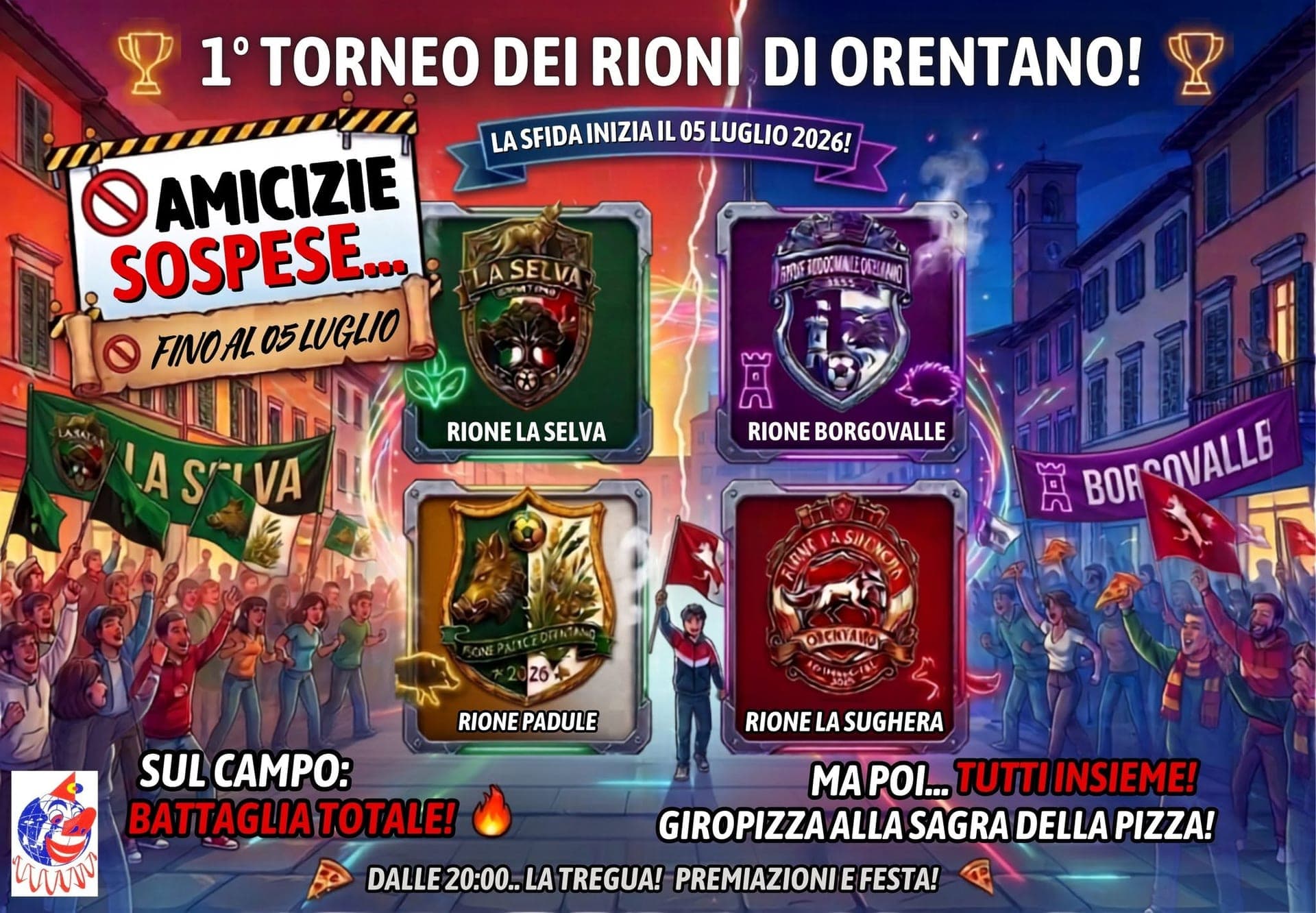 1° Torneo dei Rioni: rivalità in campo, poi festa con la pizza!