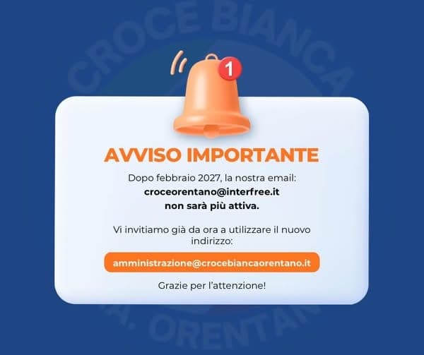 Avviso importante: aggiornamento indirizzo email della Croce Bianca