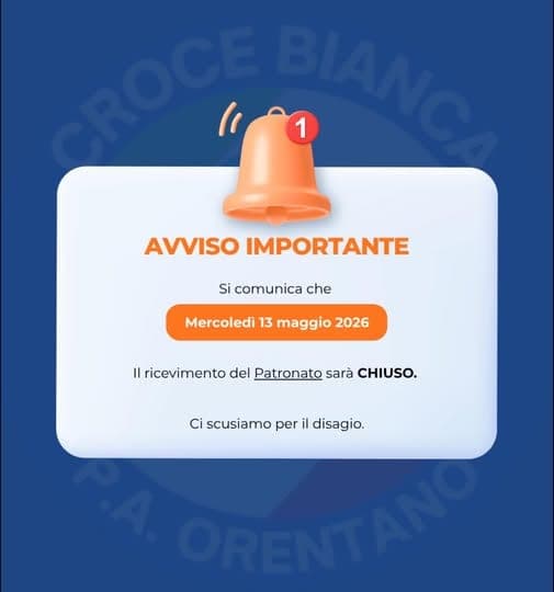 Patronato: Servizio chiuso mercoledì 13 maggio 2026