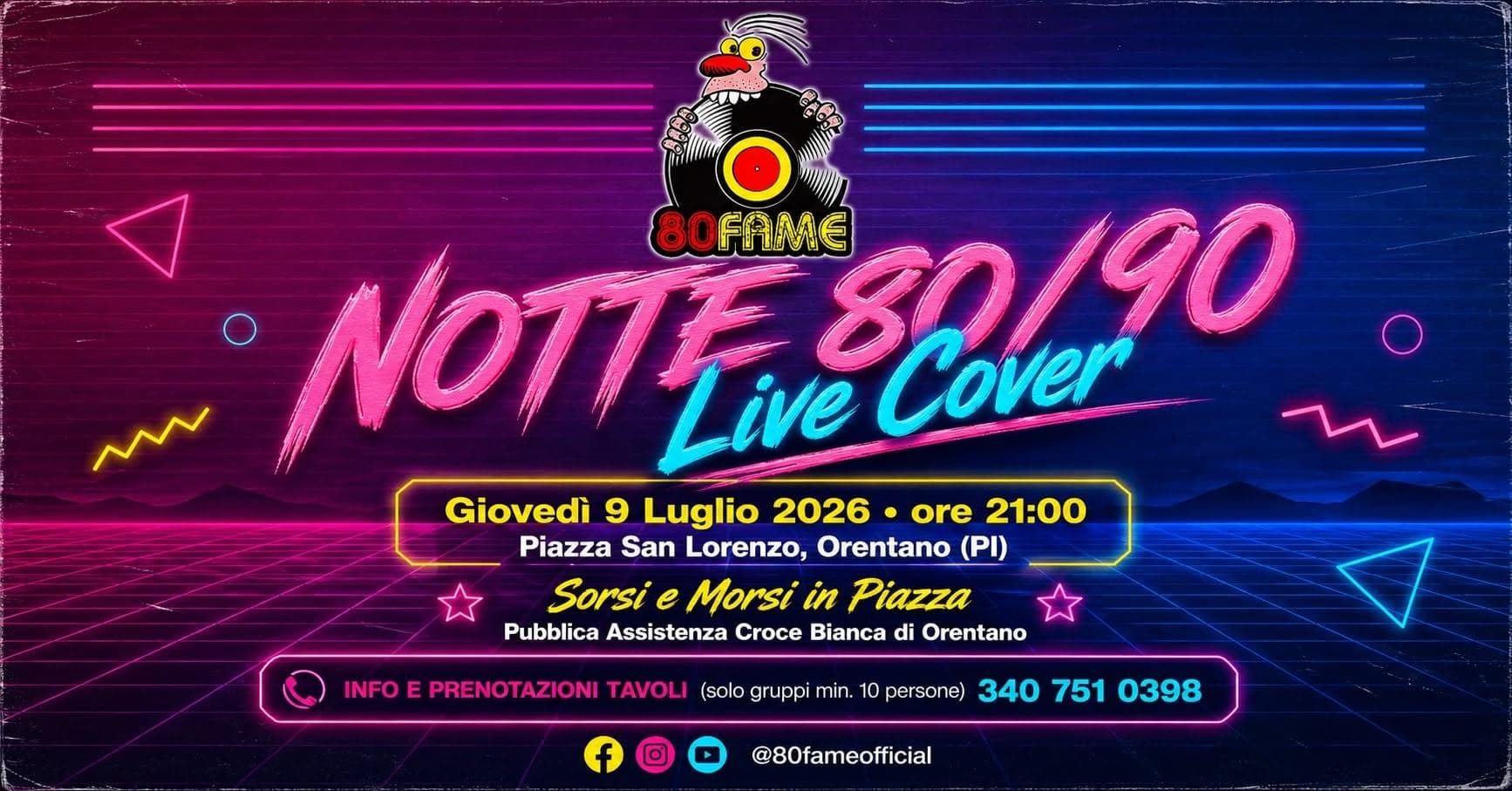 80Fame in concerto: Notte 80/90 Live Cover a Piazza San Lorenzo