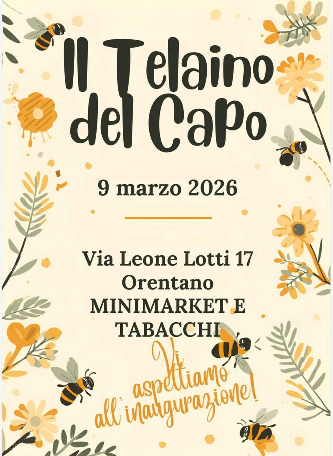 Il Telaino del Capo: Nuovo Minimarket e Tabacchi ad Orentano
