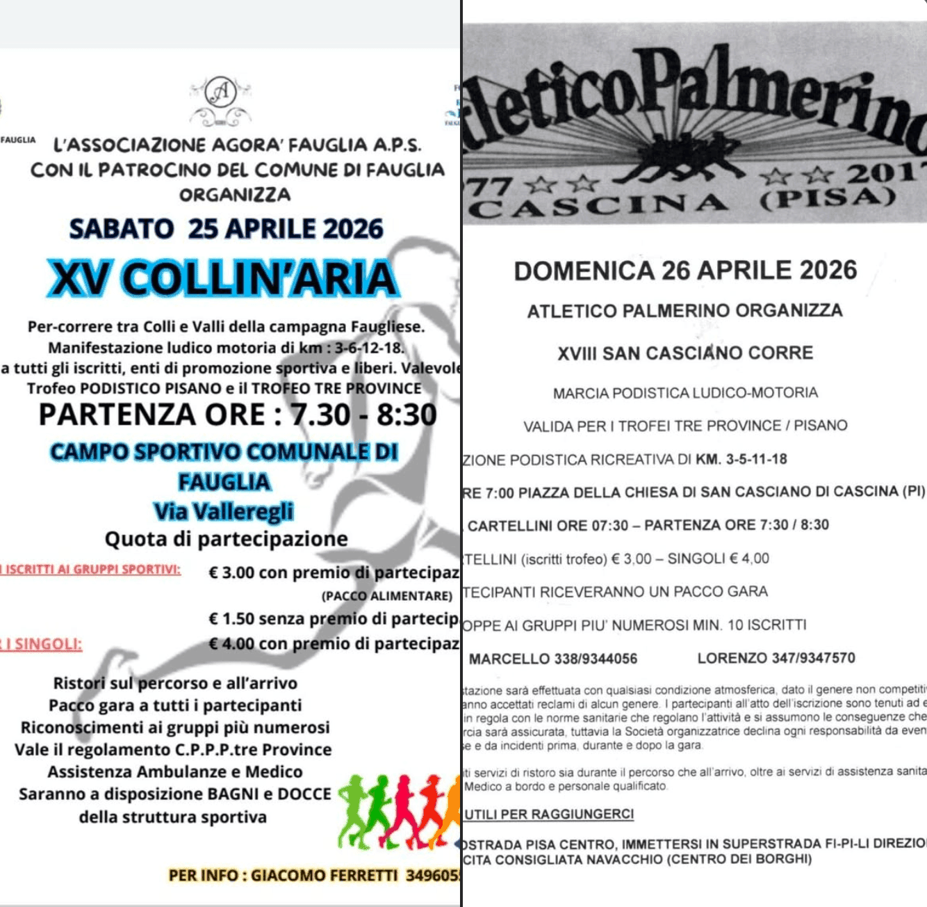 Weekend podistico tra Fauglia e San Casciano di Cascina