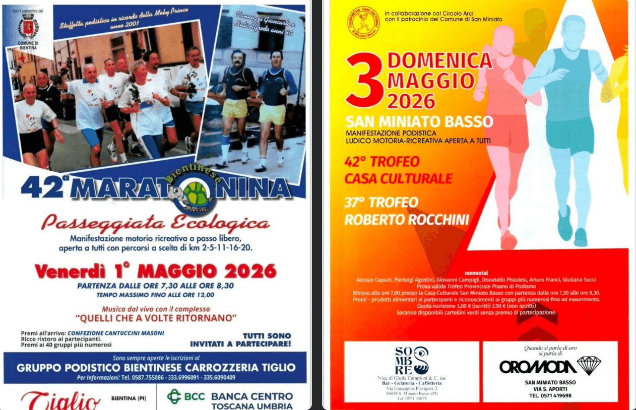 Doppio weekend di corsa il 1° e 3 maggio