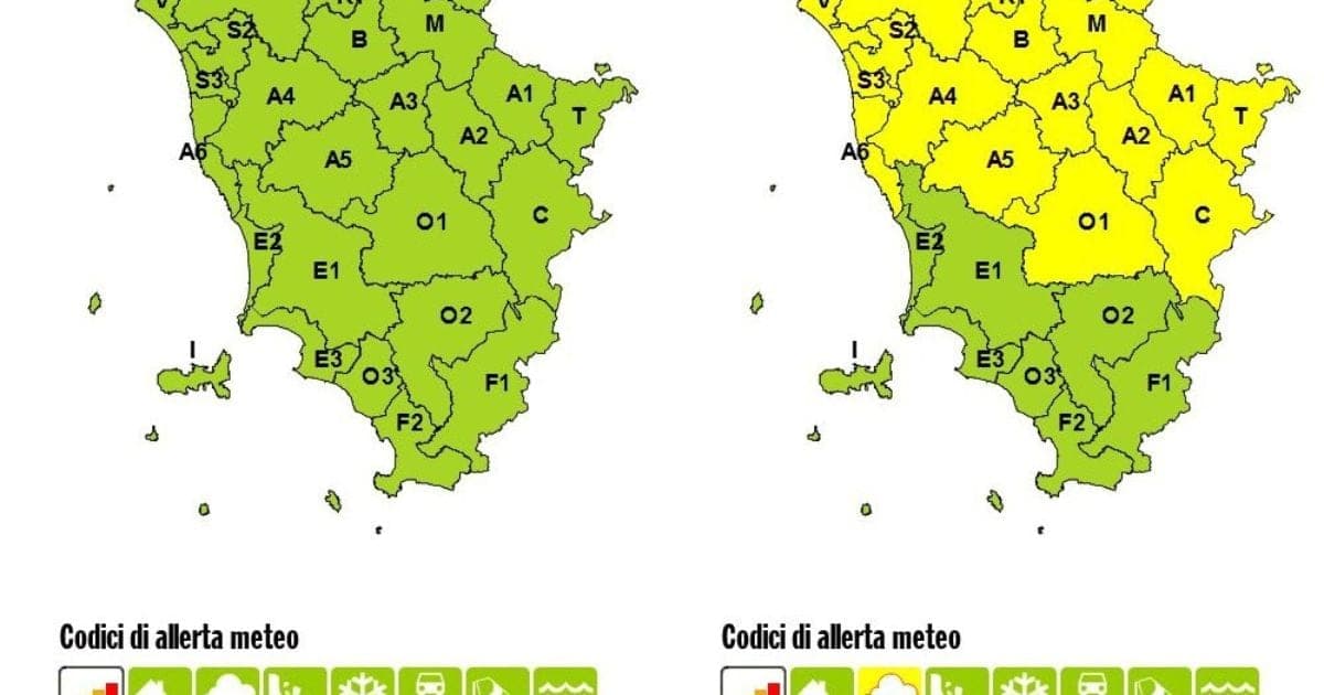 Allerta meteo gialla in regione: domani martedì 21 luglio