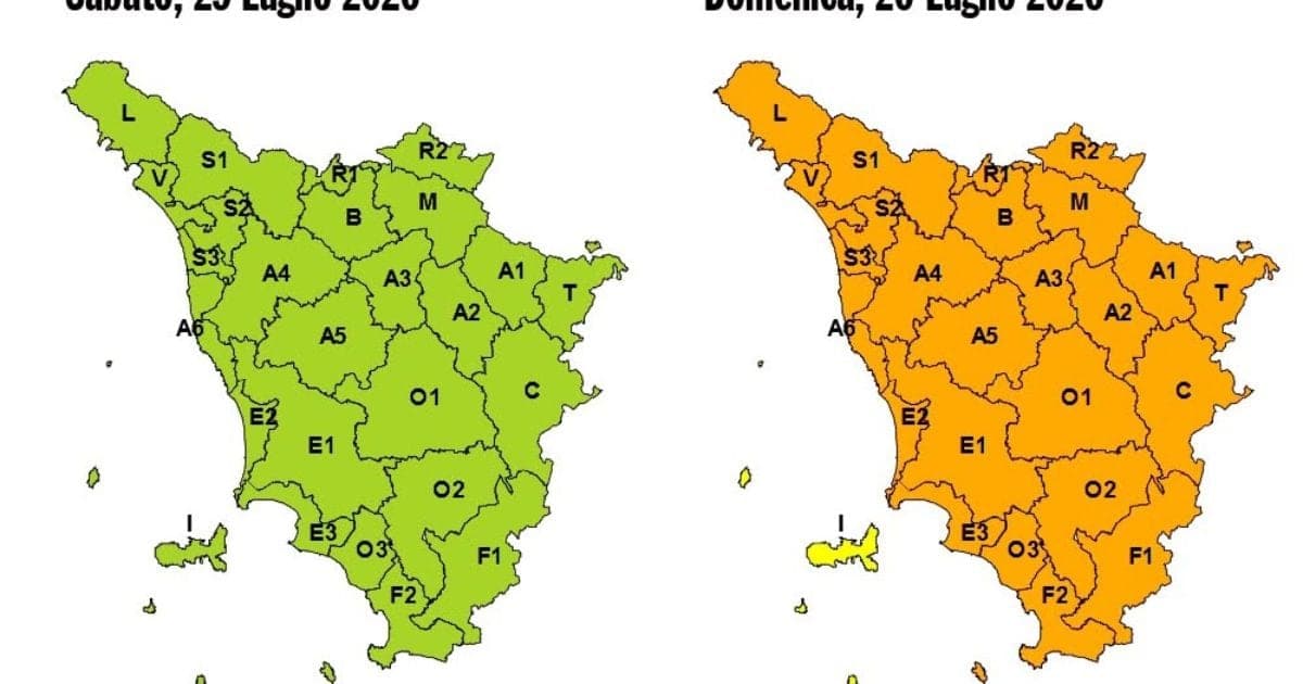 Allerta meteo arancione in Toscana per domani