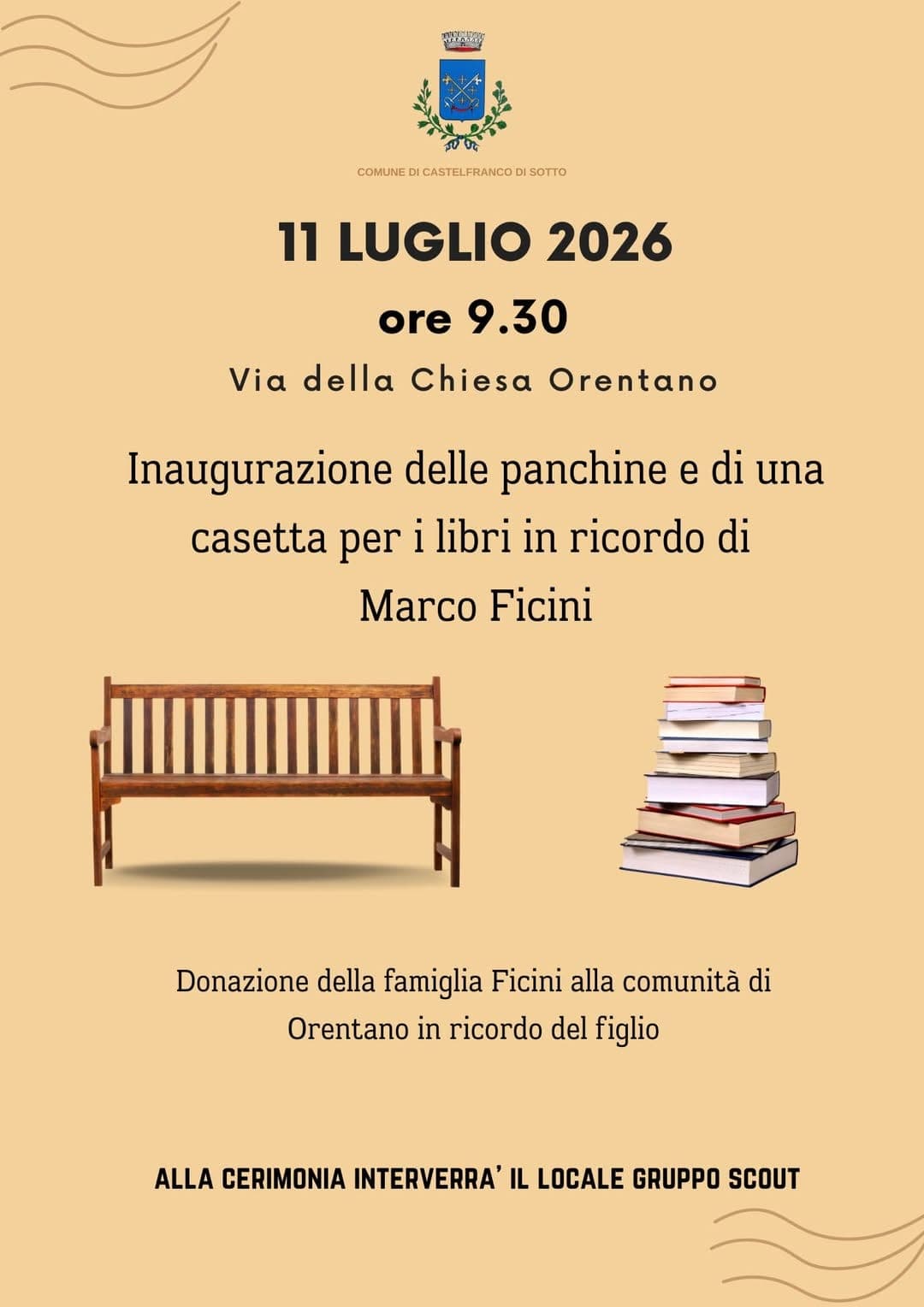 Inaugurazione panchine in memoria di Marco Ficini a Orentano