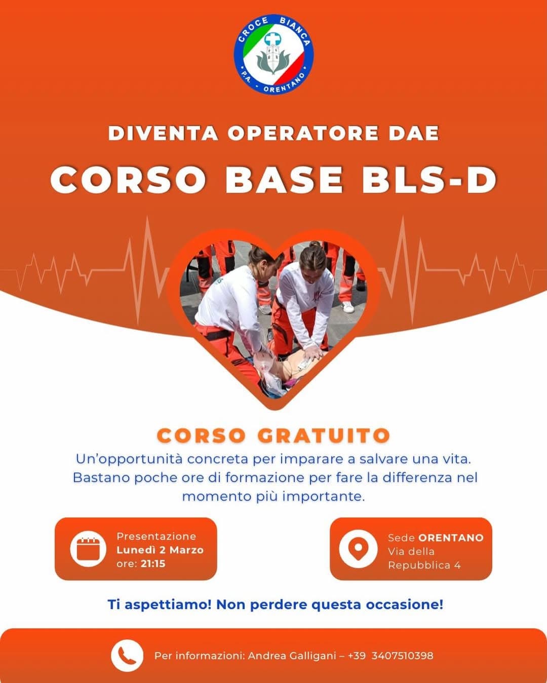 Iscrizioni Corso Gratuito Base BLS-D