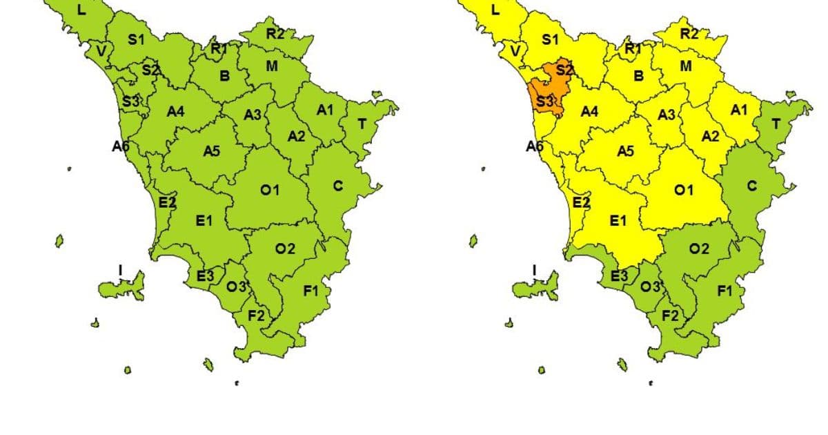 Castelfranco di Sotto: allerta meteo gialla per rischio idrogeologico e forti temporali