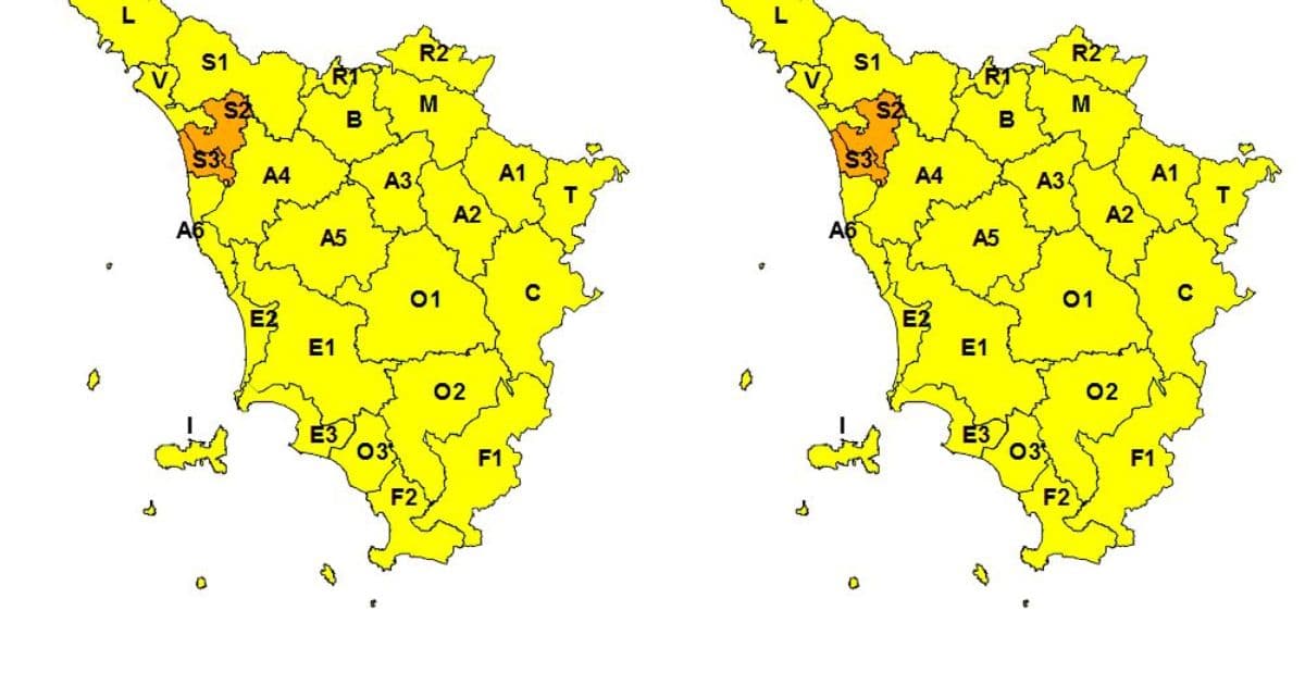 Castelfranco di Sotto: Allerta meteo gialla prorogata per rischio idrogeologico e temporali