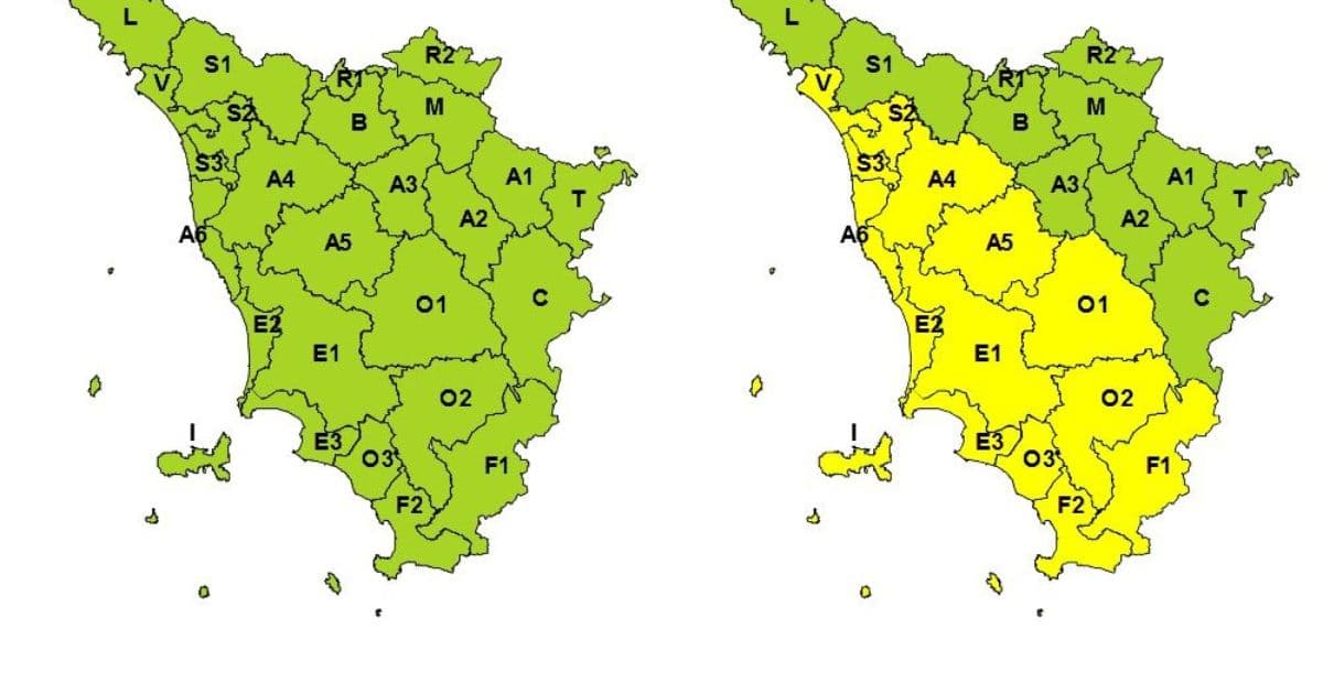 Allerta meteo gialla per piogge intense domenica 10 maggio