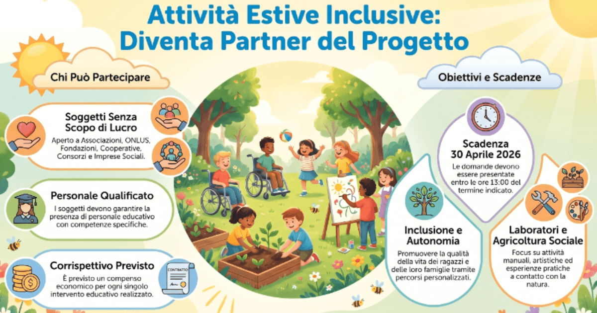 Avviso Pubblico per l'individuazione di partner per le attività estive inclusive per minori con disabilità